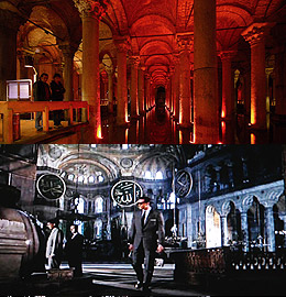 Cisterna de Estambul y debajo Sean Connery en 'Desde Rusia con amor'.